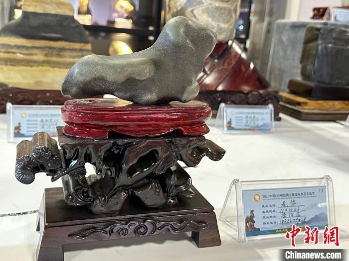 8月3日——7日，2023中國(蘭州)絲綢之路國際賞石文化節(jié)在甘肅國際會展中心舉行。圖為名為《虎符》的黃河石。楊娜 攝</p><p>